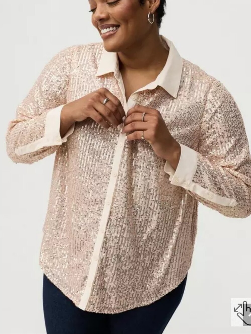 🆕️✨️TORRID 'MADISON' SEQUIN BUTTON-UP BLOUSE - CHAMPAGNE✨️